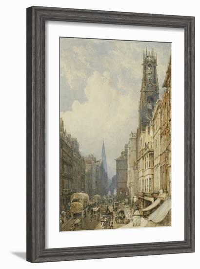 Fleet Street Looking Up to Temple Bar with Old St. Dunstans, and St. Clement Danes, 1834-George Sidney Shepherd-Framed Giclee Print