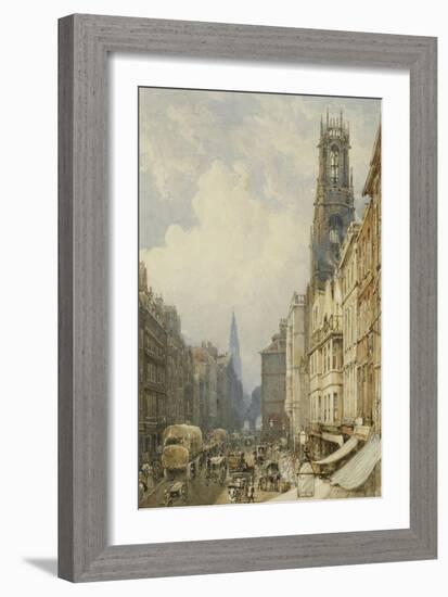 Fleet Street Looking Up to Temple Bar with Old St. Dunstans, and St. Clement Danes, 1834-George Sidney Shepherd-Framed Giclee Print