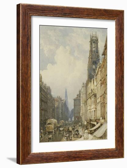 Fleet Street Looking Up to Temple Bar with Old St. Dunstans, and St. Clement Danes, 1834-George Sidney Shepherd-Framed Giclee Print