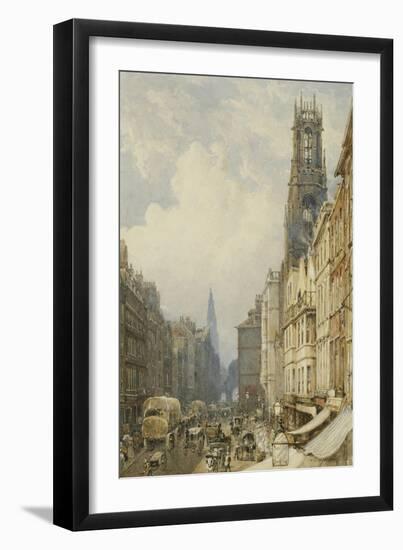 Fleet Street Looking Up to Temple Bar with Old St. Dunstans, and St. Clement Danes, 1834-George Sidney Shepherd-Framed Giclee Print