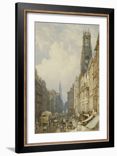 Fleet Street Looking Up to Temple Bar with Old St. Dunstans, and St. Clement Danes, 1834-George Sidney Shepherd-Framed Giclee Print