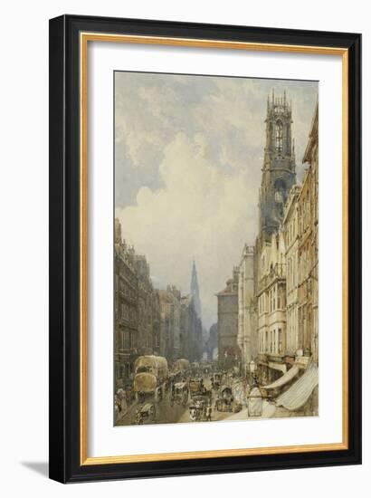 Fleet Street Looking Up to Temple Bar with Old St. Dunstans, and St. Clement Danes, 1834-George Sidney Shepherd-Framed Giclee Print