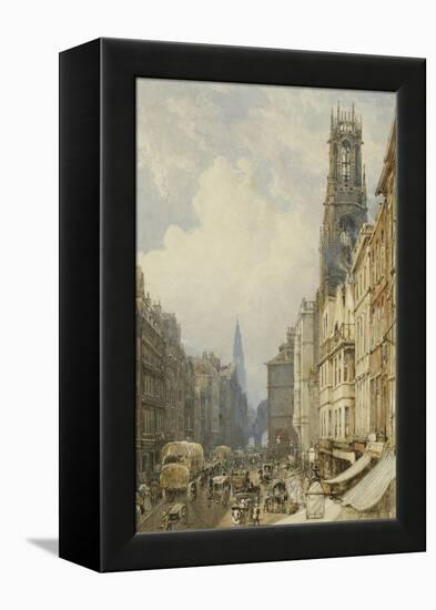 Fleet Street Looking Up to Temple Bar with Old St. Dunstans, and St. Clement Danes, 1834-George Sidney Shepherd-Framed Premier Image Canvas