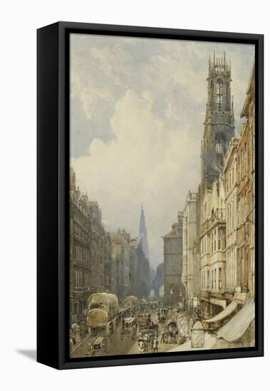 Fleet Street Looking Up to Temple Bar with Old St. Dunstans, and St. Clement Danes, 1834-George Sidney Shepherd-Framed Premier Image Canvas