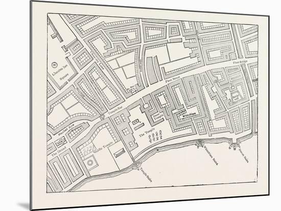 Fleet Street the Temple London from a Map of London Published 1720-null-Mounted Giclee Print