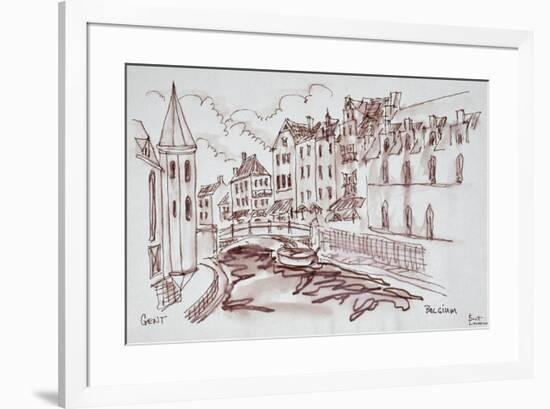 Flemish architecture along a canal, Ghent, Belgium-Richard Lawrence-Framed Premium Photographic Print