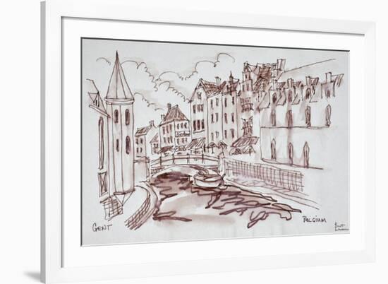 Flemish architecture along a canal, Ghent, Belgium-Richard Lawrence-Framed Premium Photographic Print