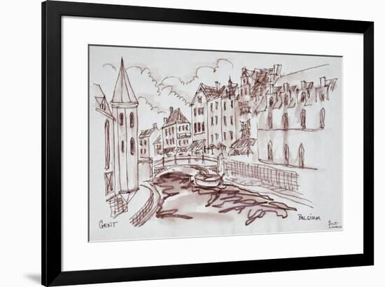 Flemish architecture along a canal, Ghent, Belgium-Richard Lawrence-Framed Premium Photographic Print