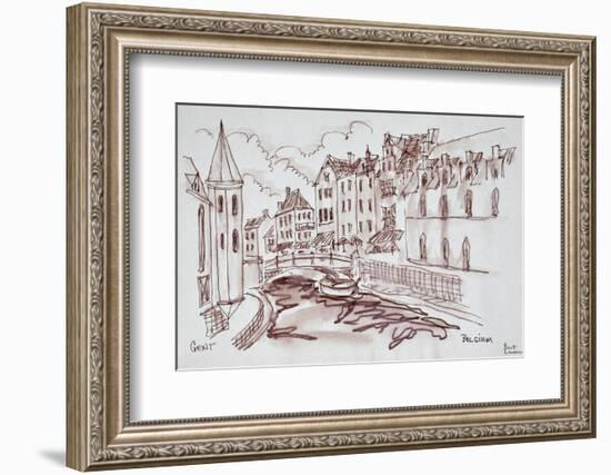 Flemish architecture along a canal, Ghent, Belgium-Richard Lawrence-Framed Photographic Print
