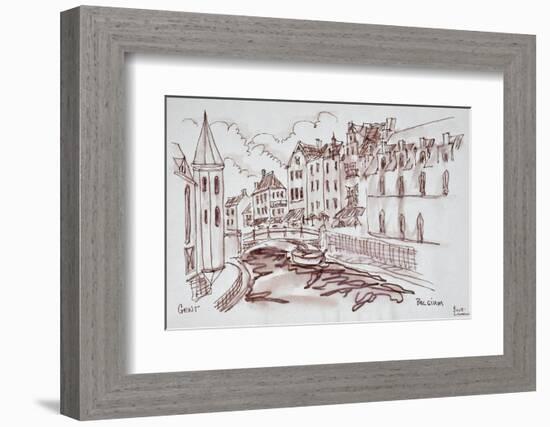 Flemish architecture along a canal, Ghent, Belgium-Richard Lawrence-Framed Photographic Print