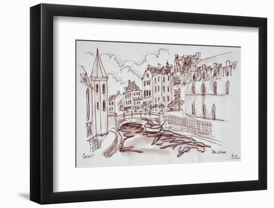 Flemish architecture along a canal, Ghent, Belgium-Richard Lawrence-Framed Photographic Print