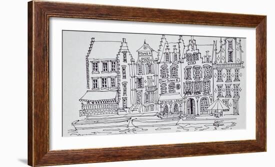 Flemish architecture along the waterfront, Ghent, Belgium-Richard Lawrence-Framed Photographic Print