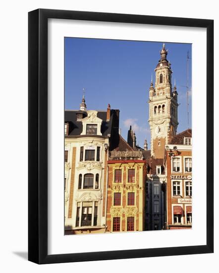 Flemish Houses and Belfry of the Nouvelle Bourse, Grand Place, Lille, Nord, France-David Hughes-Framed Photographic Print