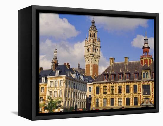 Flemish Houses, Belfry of the Nouvelle Bourse and Vielle Bourse, Grand Place, Lille, Nord, France-David Hughes-Framed Premier Image Canvas