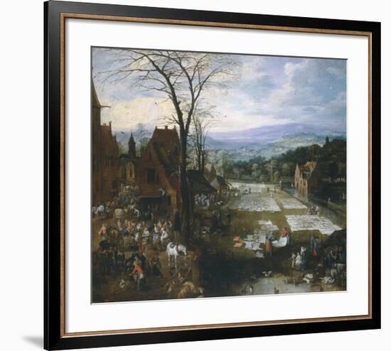 Flemish Market and Washing Place-Pieter Bruegel the Elder-Framed Premium Giclee Print