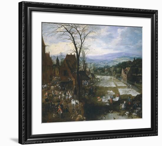 Flemish Market and Washing Place-Pieter Bruegel the Elder-Framed Premium Giclee Print