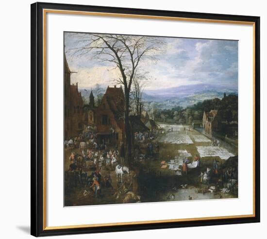 Flemish Market and Washing Place-Pieter Bruegel the Elder-Framed Premium Giclee Print