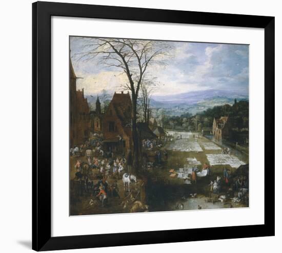 Flemish Market and Washing Place-Pieter Bruegel the Elder-Framed Premium Giclee Print