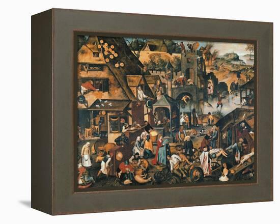 Flemish Proverbs-Pieter Brueghel the Younger-Framed Premier Image Canvas