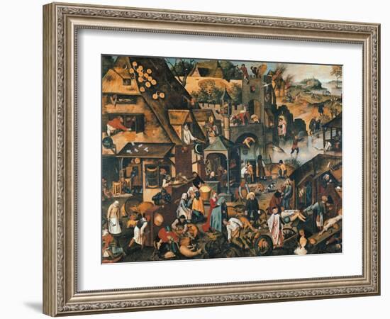 Flemish Proverbs-Pieter Brueghel the Younger-Framed Giclee Print