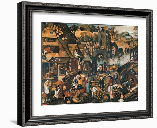 Flemish Proverbs-Pieter Brueghel the Younger-Framed Giclee Print