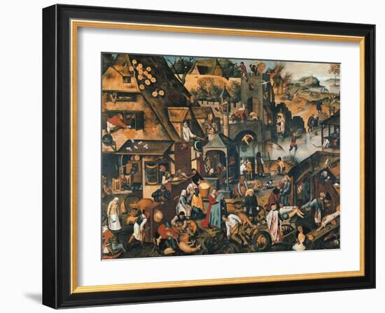 Flemish Proverbs-Pieter Brueghel the Younger-Framed Giclee Print