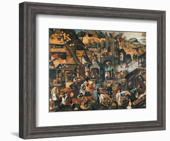 Flemish Proverbs-Pieter Brueghel the Younger-Framed Giclee Print