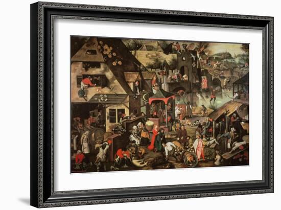 Flemish Proverbs-Pieter Brueghel the Younger-Framed Giclee Print