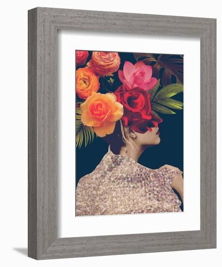 Fleur Collage II-Victoria Borges-Framed Premium Giclee Print