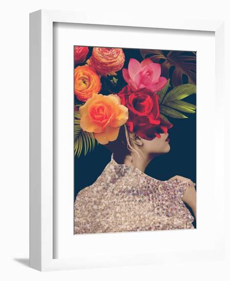 Fleur Collage II-Victoria Borges-Framed Premium Giclee Print