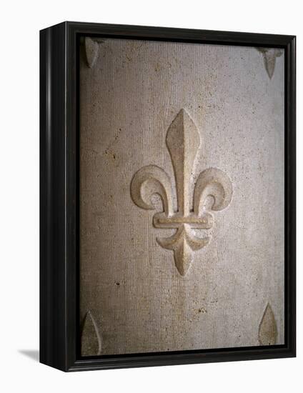 Fleur-de-lis Carved on Stone-null-Framed Premier Image Canvas