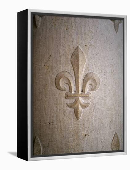 Fleur-de-lis Carved on Stone-null-Framed Premier Image Canvas