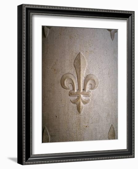 Fleur-de-lis Carved on Stone-null-Framed Photographic Print