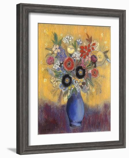 Fleurs dans un vase bleu (Flowers in a blue vase)-Odilon Redon-Framed Giclee Print