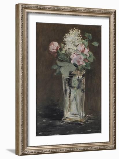 Fleurs dans un vase de cristal-Edouard Manet-Framed Giclee Print