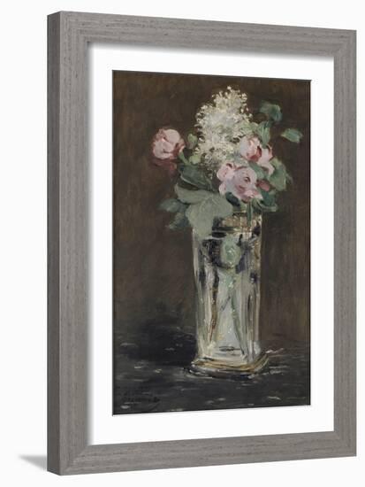 Fleurs dans un vase de cristal-Edouard Manet-Framed Giclee Print