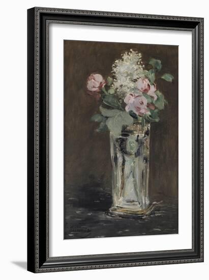 Fleurs dans un vase de cristal-Edouard Manet-Framed Giclee Print