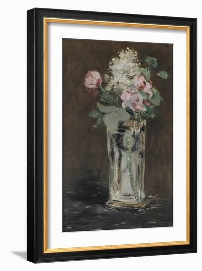 Fleurs dans un vase de cristal-Edouard Manet-Framed Giclee Print