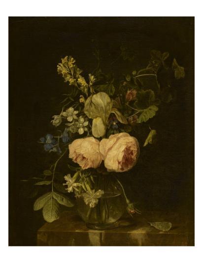 Fleurs Dans Un Vase De Verre Sur Une Console De Marbre Giclee Print By Artcom