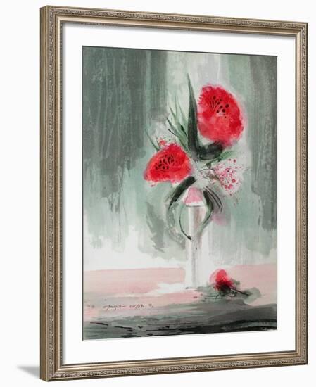 Fleurs Roses-Jean-claude Bligny-Framed Limited Edition