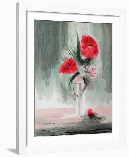 Fleurs Roses-Jean-claude Bligny-Framed Limited Edition