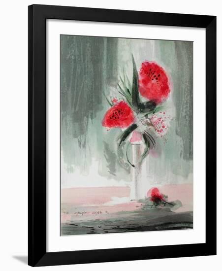 Fleurs Roses-Jean-claude Bligny-Framed Limited Edition