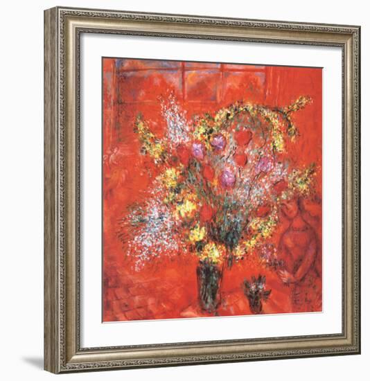 Fleurs Sur Fond Rouge, c.1970-Marc Chagall-Framed Art Print