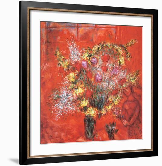 Fleurs Sur Fond Rouge, c.1970-Marc Chagall-Framed Art Print