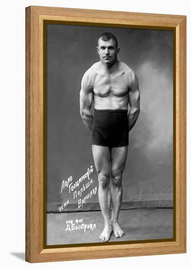 Flexing Russian Wrestler-null-Framed Stretched Canvas