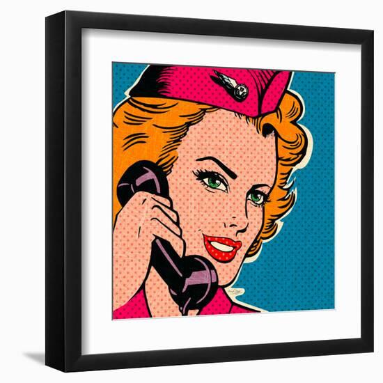 Flight attendant pink-Bruno Pozzo-Framed Art Print