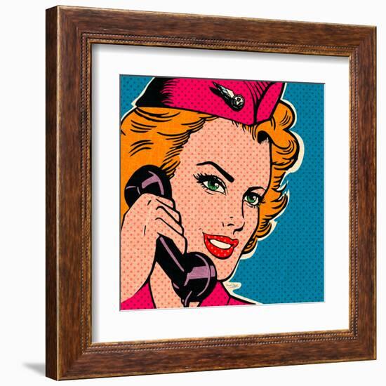 Flight attendant pink-Bruno Pozzo-Framed Art Print