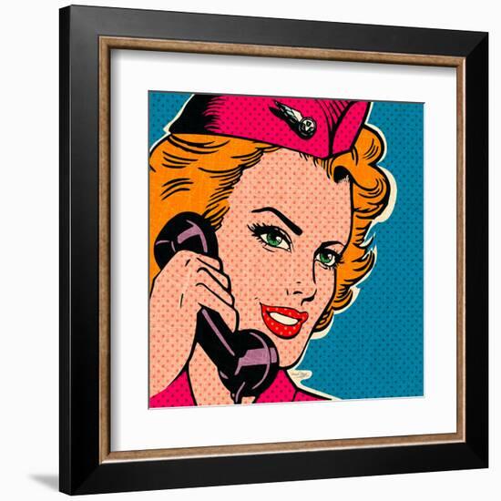 Flight attendant pink-Bruno Pozzo-Framed Art Print