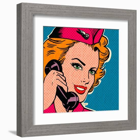 Flight attendant pink-Bruno Pozzo-Framed Art Print