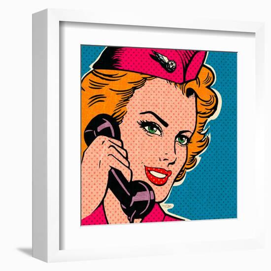 Flight attendant pink-Bruno Pozzo-Framed Art Print